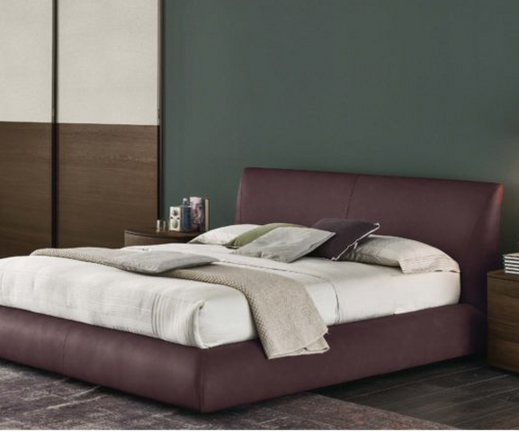 dark color leather bed, 1.80cm, 200cm, simple and modern low bed