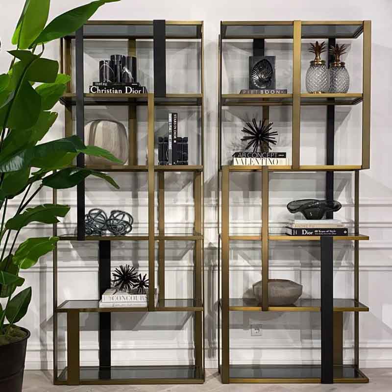 gold and black finish bookcase with elegance and extraordinary, high designer bookcase, xriso mavri vivliothiki me extere design,