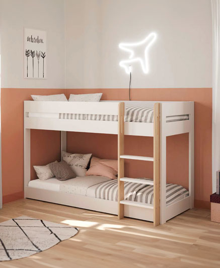 ANGEL-15632 bunk bed. white and white wax. 197x107x132 cm