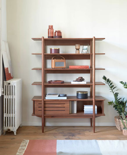 CC5218M41 - Carolin Bookshelve in veneered walnut shelf unit 130 x 40 x  169h