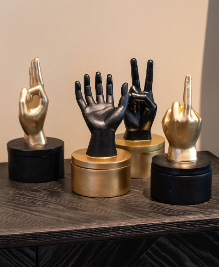 FROM LEFT TO RIGHT Storage box Jelis (Black/Brass gold) - 12 x 25H Storage box Jerson (Black/Brass gold) - 12 X 23H Storage box Justa (Black/Brass gold) - 12 x 25H Storage box Jelis (Black/Brass gold) - 12 x 23.5H