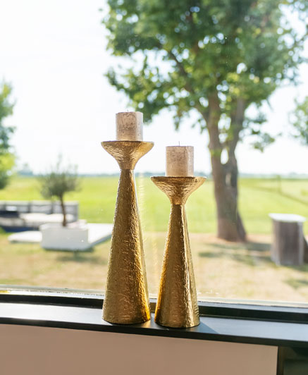 Candle holder Feliz small (Brushed Gold) - 12 X 36H Candle holder Feliz large (Brushed Gold) - 13 X 45H