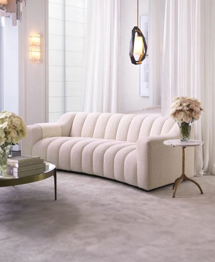 Kelly Small Sofa l Item no 114916 Bouclé cream | black base W. 234 | D. 117 | H. 78.5