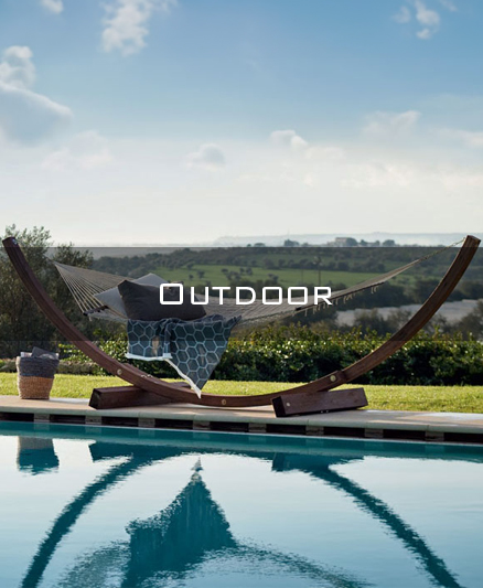 Hammock luxury outdoor furniture near a swimming pool.