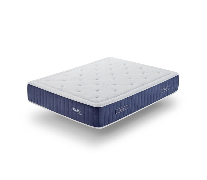 Natural mattress in white and blue colour.