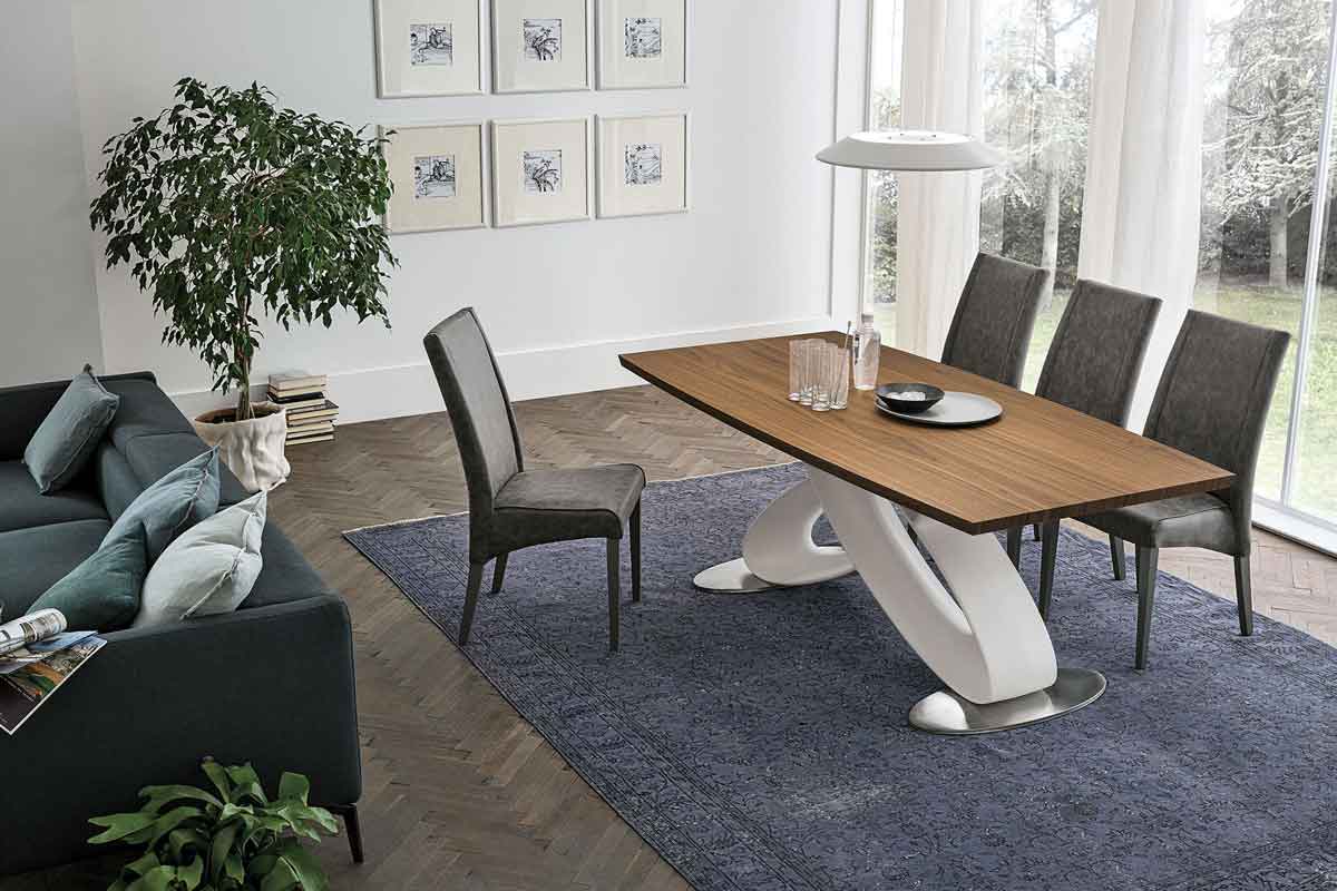 table, modern table, wooden table, white legs,  trapezi, chairs, grey chairs, karekles, accessories, dining table, kitchen table, andreotti, andreotti furniture, epipla, furniture, limassol, cyprus