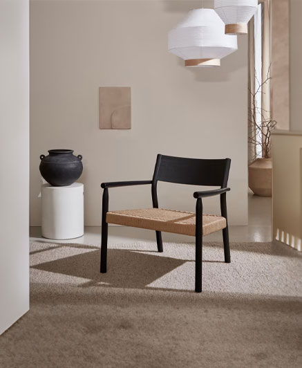 S0900046CP46 - Yalia armchair in solid oak with a black finish - 73 X 72 X 75H - BY ORDER