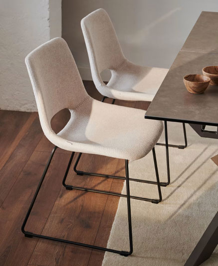 C0100012JJ11 - Zahara chair in brown with steel legs in a black - 49 X 55 X 78H